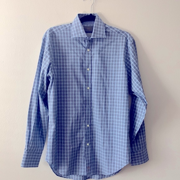 Thomas Dean Plaid Button‎ Up Shirt Men’s S 100% Cotton Long Sleeve New with 🏷️ - Picture 1 of 4